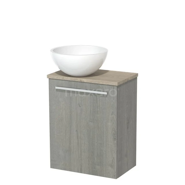 Toiletmeubel met Waskom Mineraalmarmer Modulo Grijs Eiken Vlak 41 cm Lichtgrijs Eiken Blad TMK10-06802