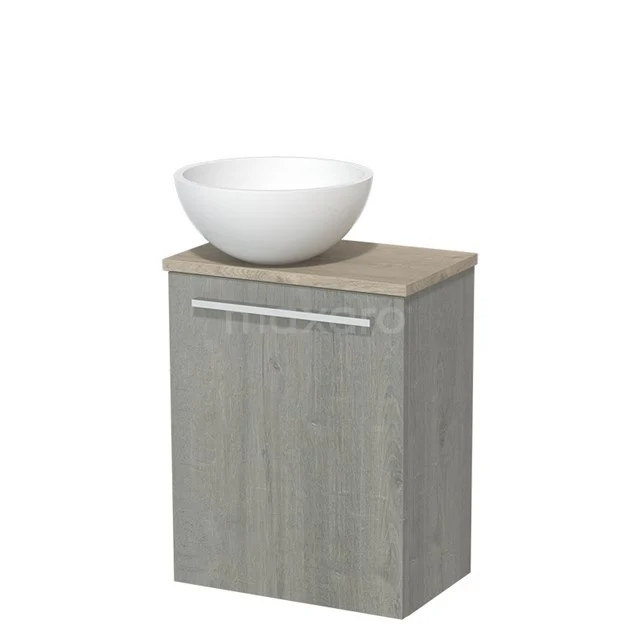 Toiletmeubel met Waskom Solid Surface Modulo Grijs Eiken Vlak 41 cm Lichtgrijs Eiken Blad TMK10-06803