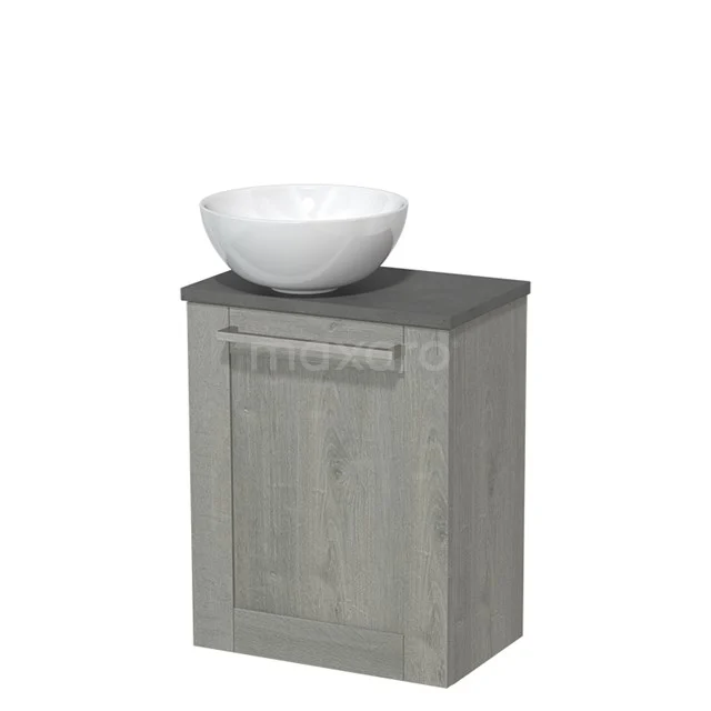 Grey wooden Bathroom cabinet with basin, modern design, suitable for small bathrooms.