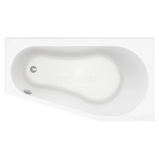 Weißes asymmetrisches Bad aus Acryl, platzsparendes Design für moderne Badezimmer, mit Abfluss auf der linken Seite.