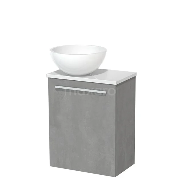 Toilet unit with wash basin | 41 cm Light grey concrete Flat front High-gloss white Mineral marble countertop wash basin High-gloss white worktop TMK10-06847