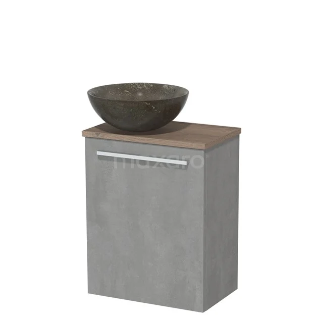 Toilet unit with wash basin | 41 cm Light grey concrete Flat front Blue stone Natural stone Countertop wash basin Mid brown oak worktop TMK10-04618