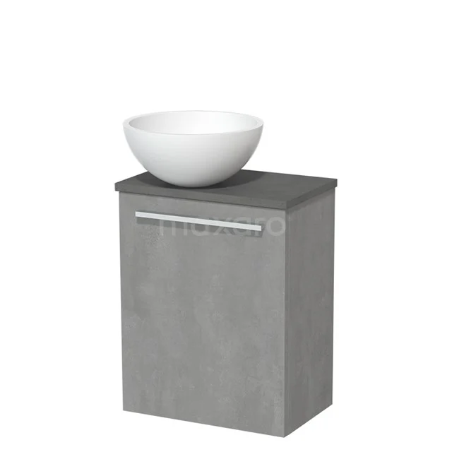 Toilet unit with wash basin | 41 cm Flat front Flat front Matte white Solidtop wash basin Dark grey concrete worktop TMK10-06888