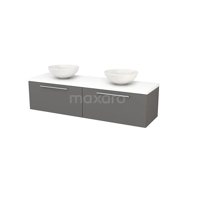 Modulo+ Plato Badkamermeubel voor waskom | 160 cm Mat wit Vlak front Mat wit blad 2 lades naast elkaar BMK002308
