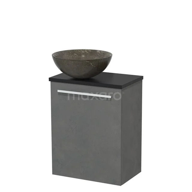 Toilet unit with wash basin | 41 cm Dark grey concrete Flat front Blue stone Natural stone countertop wash basin Matte black worktop TMK10-04817