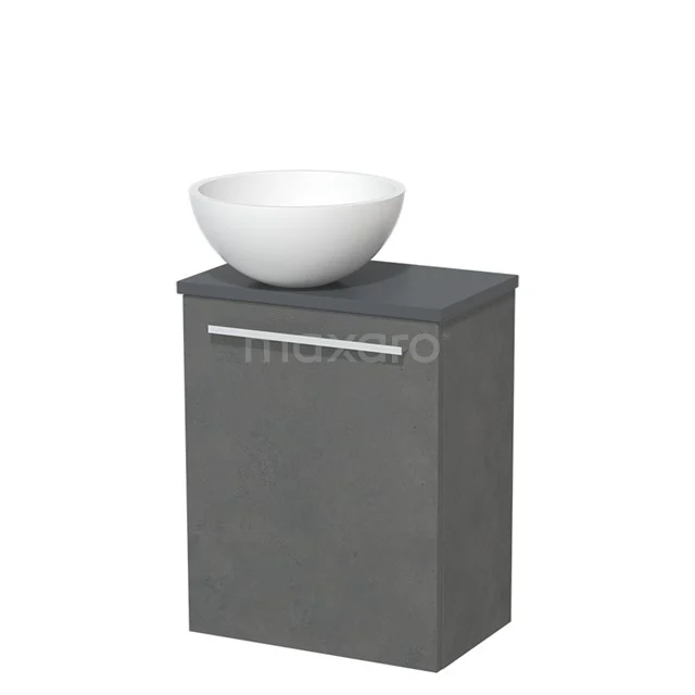 Toilet unit with wash basin | 41 cm Dark grey concrete Flat front Matte white Solidtop wash basin Dark grey concrete worktop TMK10-06908