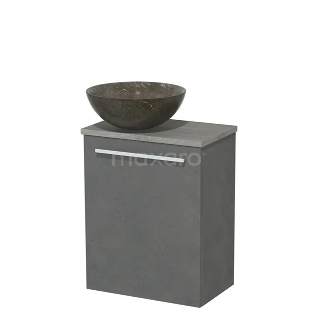 Toilet unit with wash basin | 41 cm Dark grey concrete Flat front Blue stone Natural stone countertop wash basin Grey oak worktop TMK10-02714