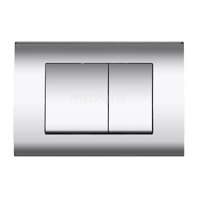 Flush plate Toilet | Shiny chrome KSW001BGC Silver-coloured double light switch, sleek design for bathroom, smooth finish, suitable for modern interiors.