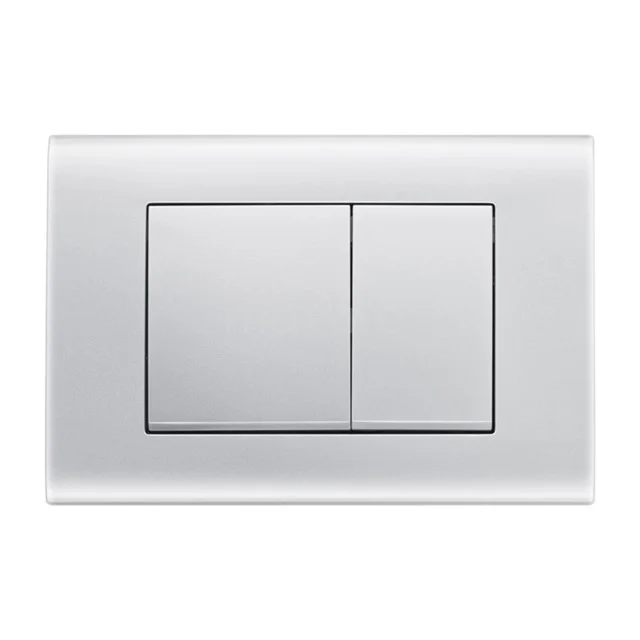 Bedienfeld WC | Chrom matt KSW001CMS Weißes Bedienfeld mit zwei Tasten, minimalistisches Design, ideal für moderne Bäder und WCs.