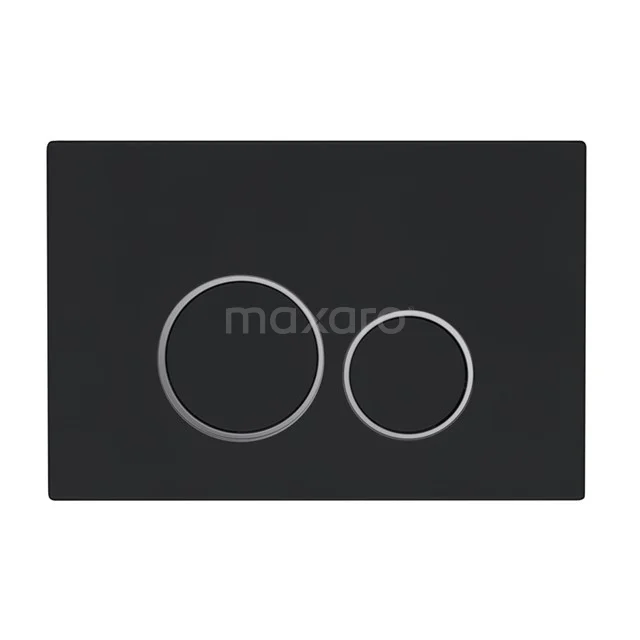 Schwarze rechteckige Bedienungsplatte mit zwei runden Knöpfen, ideal für moderne Bäder.