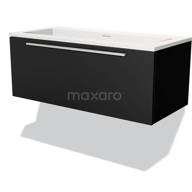 Modulo Vanity units with basin | 100 cm Matte black Flat front Solid surface 1 drawer BMW11-02593