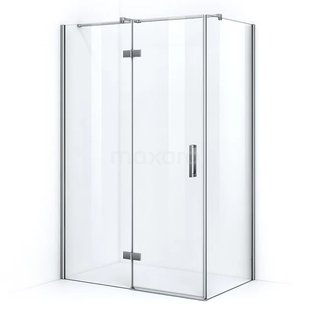 Pearl Shower enclosure | 120x80 cm Chrome Clear glass Pivot door Rectangle CPB0866310C Glass shower enclosure with chrome details, corner step and clean lines, perfect for a modern bathroom.