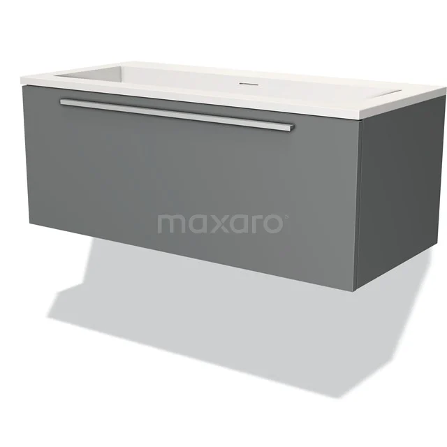 Modulo Vanity units with basin | 100 cm Mid grey Flat front Solid surface 1 drawer BMW11-02596