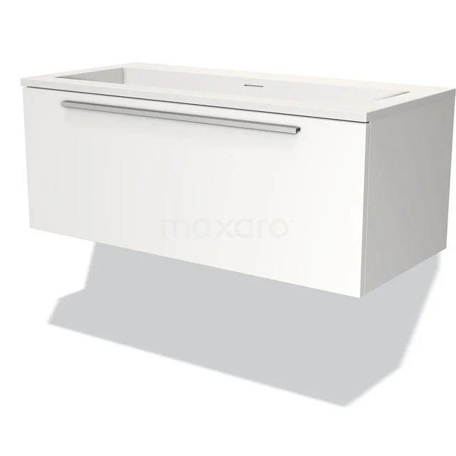 Modulo Vanity units with basin | 100 cm Matte white Flat front Solid surface 1 drawer BMW11-02602