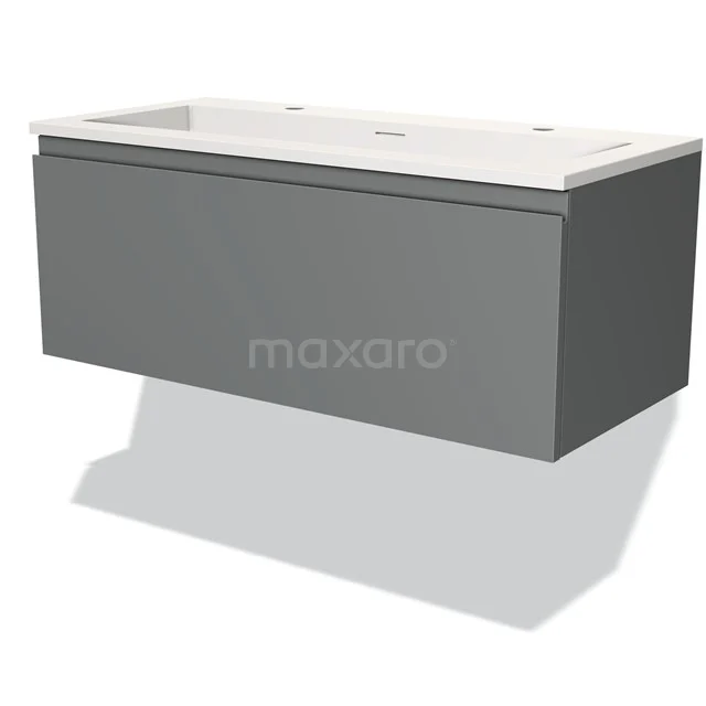 Modulo Vanity units with basin | 100 cm Mid grey Handle-less front Solid surface 1 drawer BMW11-02630