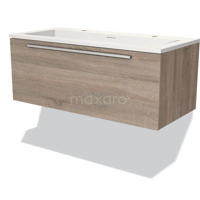Modulo Vanity units with basin | 100 cm Oak Flat front Solid surface 1 drawer BMW11-02643