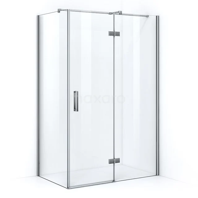 Moderne Glas Duschkabine mit chromatischem Profil, rechten Ecken und Scharnier-Tür, ideal für ein stilvolles Badezimmer.