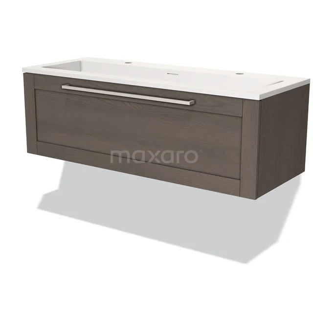 Modulo Badkamermeubel met wastafel | 120 cm Donkerbruin eiken Kader front Solid surface 1 lade BMW11-02716