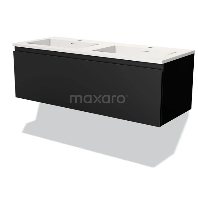 Modulo Badkamermeubel met wastafel | 120 cm Mat zwart Greeploos front Solid surface 1 lade BMW11-02723