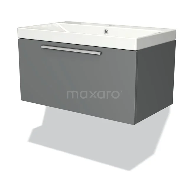 Modulo Vanity units with basin | 80 cm Mid grey Flat front Ceramic 1 drawer BMW11-02788