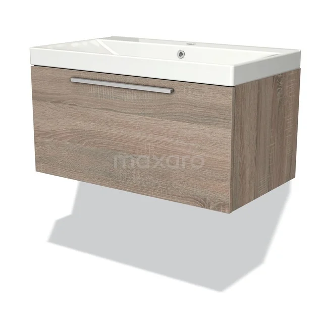 Modulo Vanity units with basin | 80 cm Oak Flat front Ceramic 1 drawer BMW11-02803
