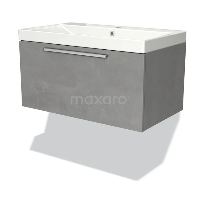 Modulo Vanity units with basin | 80 cm Light grey concrete Flat front Ceramic 1 drawer BMW11-02815