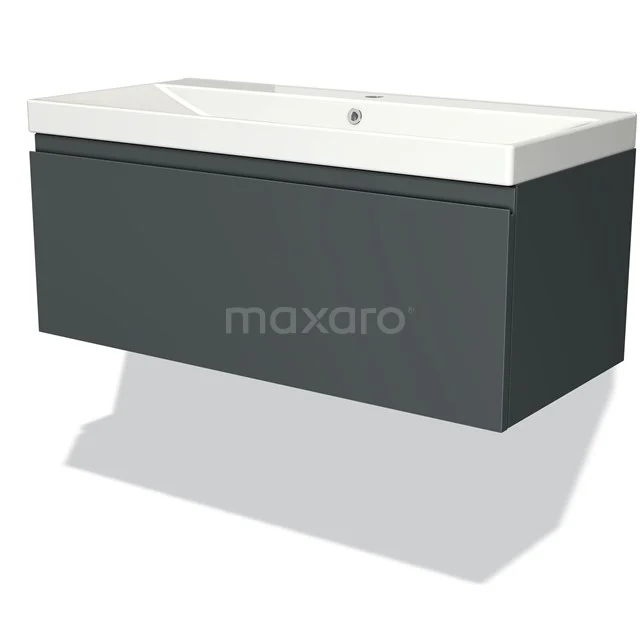 Modulo Vanity units with basin | 100 cm Dark grey Handle-less front Ceramic 1 drawer BMW11-02831