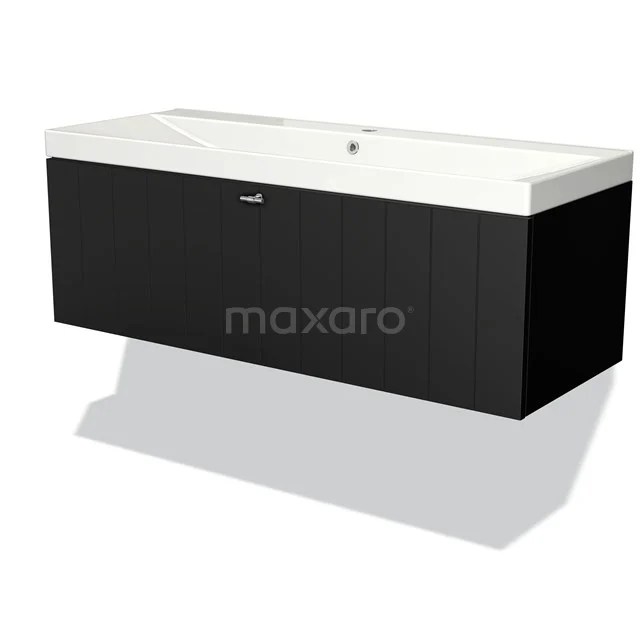 Black floating basin base unit with white ceramic basin, modern design, ideal for stylish bathroom design.