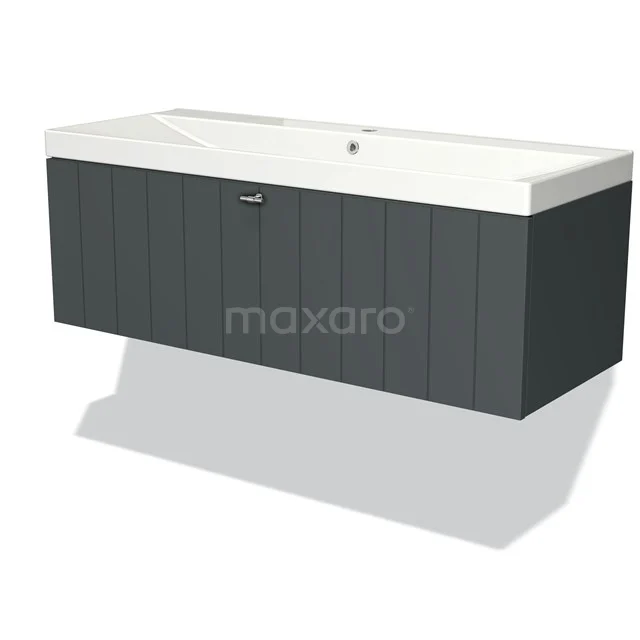 Modern grey vanity unit with clean lines, white ceramic basin, perfect for stylish bathroom decor.