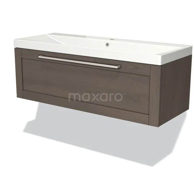 Wooden bathroom unit with white vanity units with basin, modern finish, drawer and tight handle, ideal for a stylish bathroom.