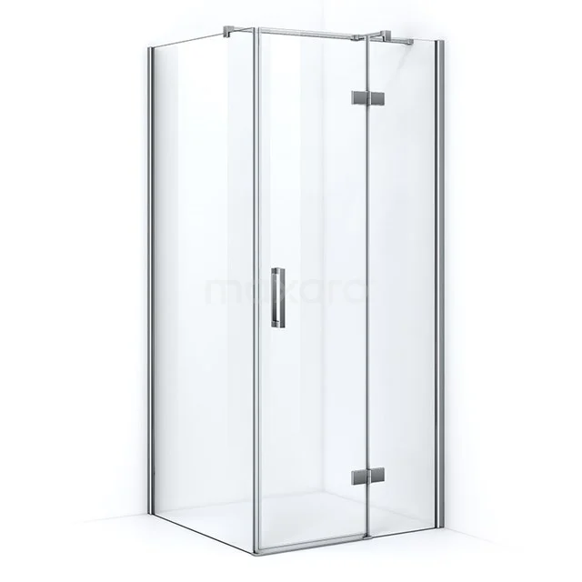 Pearl Duschkabine | 90x80 cm Chrom Drehtür Rechteck CPB0953320C Glasene Duschkabine, quadratisches Design mit Scharnier Tür, chromatische Akzente, ideal für ein modernes Badezimmer.