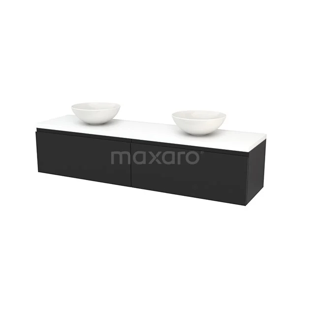 Modulo+ Plato Badkamermeubel voor waskom | 180 cm Mat wit front Mat wit blad 2 lades naast elkaar BMK002419