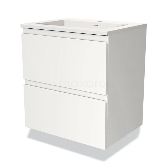 Wit badkamermeubel met twee lades, strak design, gemaakt van hoogwaardig materiaal, perfect voor moderne badkamers.