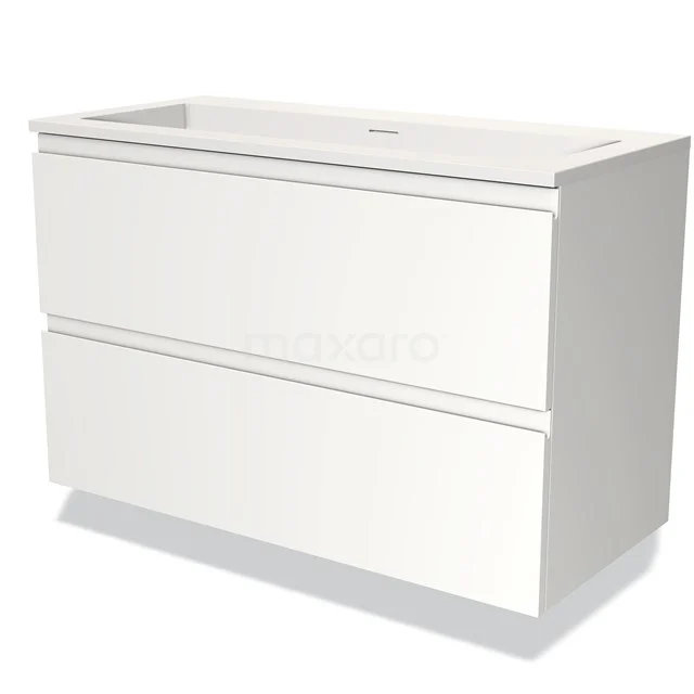Wit badkamermeubel met dubbele lades, strak design van hoogwaardig MDF-materiaal, ideaal voor een moderne badkamer.