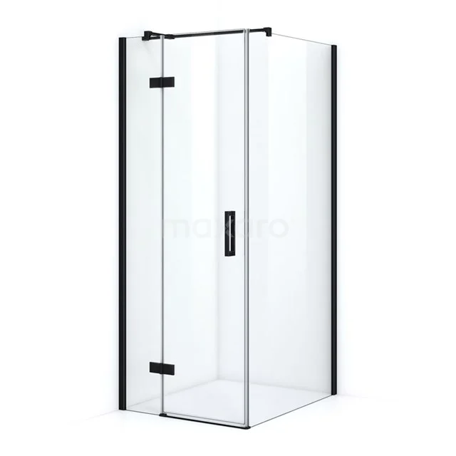 Douchecabine Mat Zwart Pearl Helder 90x80cm met Draaideur CPB0953310M