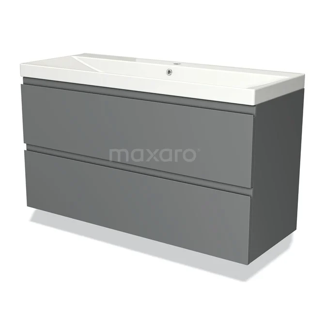 Grey Bathroom unit with integrated vanity units with basin, two drawers and sleek design, ideal for modern bathroom design.