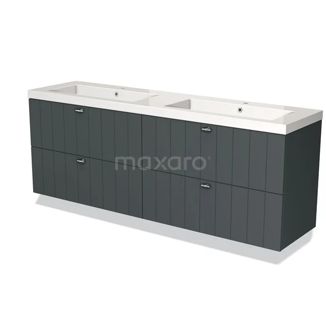 Double basin black vanity set with clean lines, ceramic basin and spacious storage drawers for a modern bathroom style.