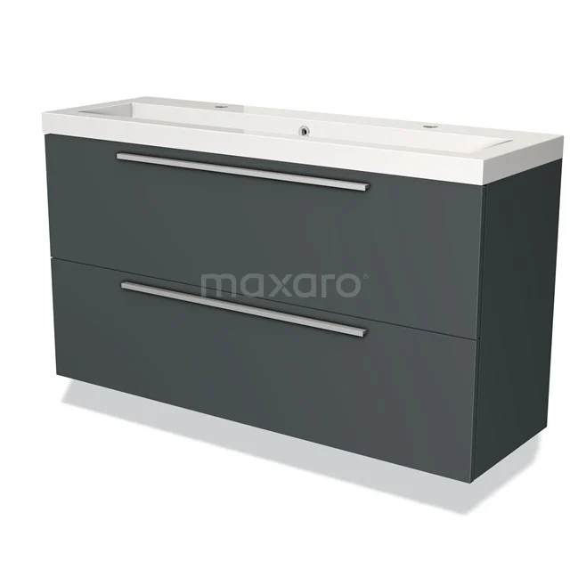 Moderne graue Badschrank, 2 Schubladen, schnittiges Design, mit weißer Waschtischplatte; ideal für stilvollen Badezimmerraum.