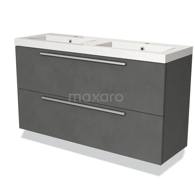 Double grey vanity unit with two drawers, modern look, ideal for stylish bathroom design.
