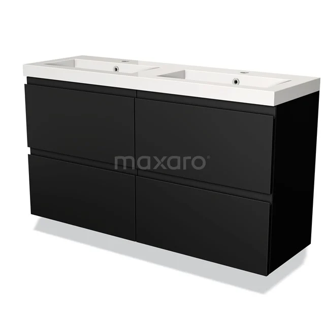 Black bathroom unit with vanity units with basin, sleek design, matte finish and soft-close drawers. Perfect for a modern bathroom.