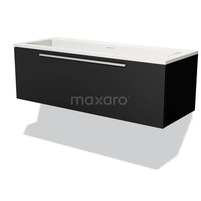 Modulo Badkamermeubel met wastafel | 120 cm Mat zwart Vlak front Solid surface 1 lade BMW11-02657