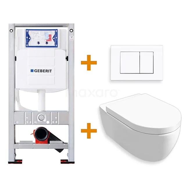 Unterputz-WC-Garnitur 300.0372 + Sigma UP320 911013431 Unterputzspülkasten mit weißem Wand-WC und Bedienfeld, ideal für ein elegantes und modernes Badezimmer.