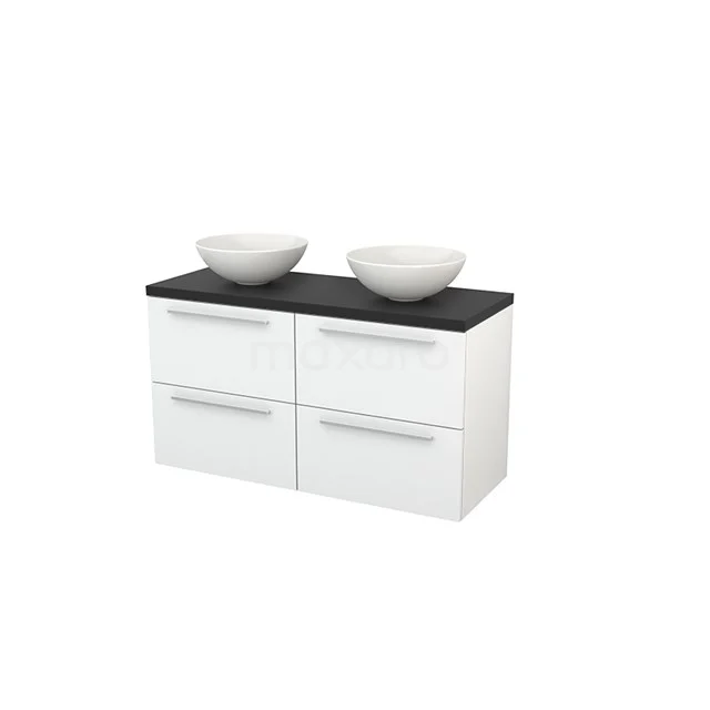 Badkamermeubel voor Waskom 120cm Hoogglans Wit Vlak Modulo+ Plato Carbon Blad BMK002532