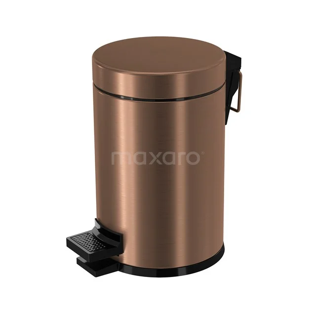 Pedal bin Radius Copper for Bathroom and Toilet, 3 litres, Copper 200-5201KP Copper-coloured round pedal bin made of stainless steel, ideal for bathroom use; stylish and practical waste solution.