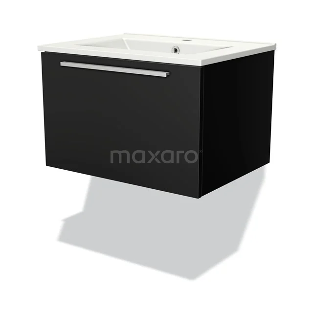 Modulo Vanity units with basin | 60 cm Matte black Flat front Ceramic 1 drawer BMW11-02881