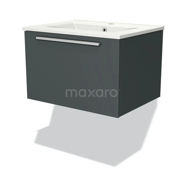Modulo Vanity units with basin | 60 cm Dark grey Flat front Ceramic 1 drawer BMW11-02893