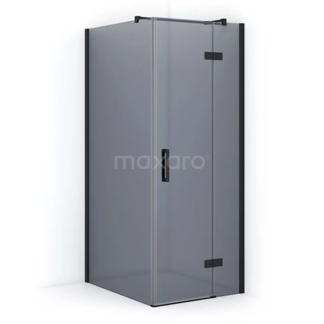 Pearl Shower enclosure | 100x80 cm Matte black Smoke glass Pivot door Rectangle CPB1053321M Shower enclosure with black profiles, corner entry, clear glass and ergonomic Handle, ideal for a modern bathroom.