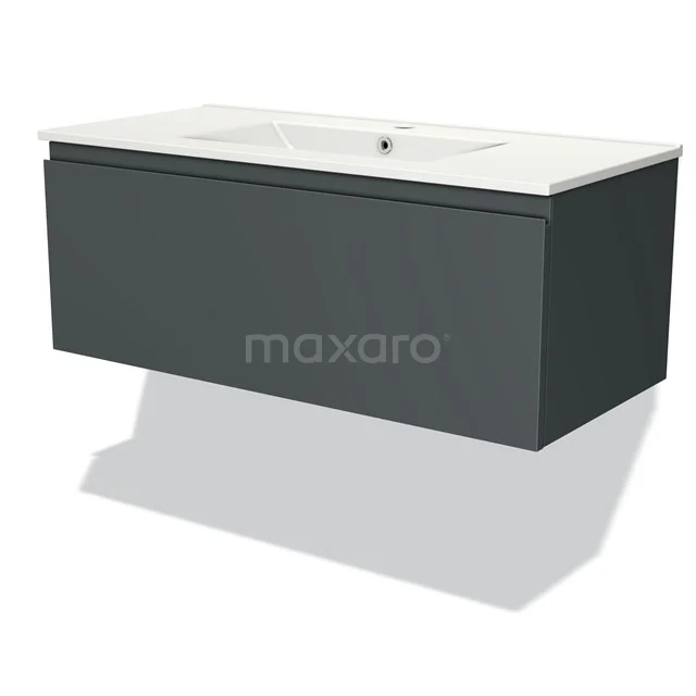 Modulo Vanity units with basin | 100 cm Dark grey Handle-less front Ceramic 1 drawer BMW11-02959