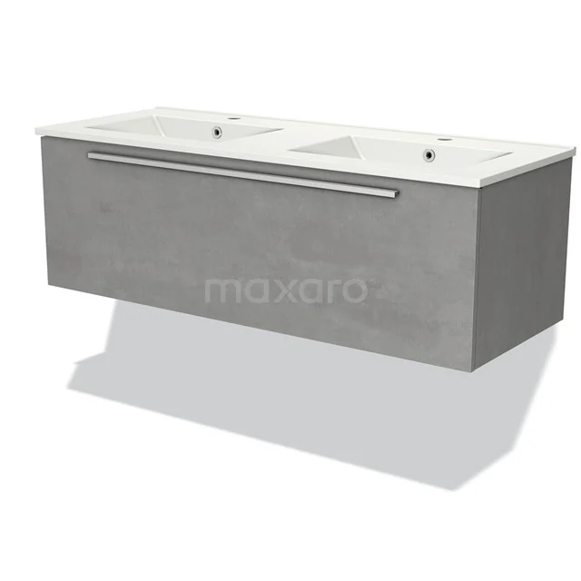 Grey vanity units with double basin, modern design, matte finish, ideal for stylish bathroom design.