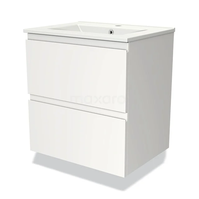 Wit badkamermeubel met twee lades, modern ontwerp, gemaakt van hoogwaardig materiaal, perfect voor stijlvolle badkameropslag.